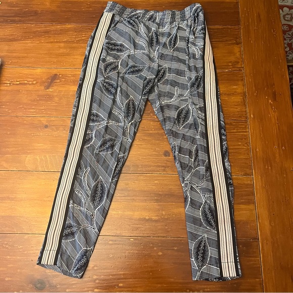 Hei Hei Lourinha Navy Leaf Print Pull on Elastic Waist Pants Womens Size Small - Picture 2 of 13